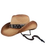 Chapeau en paille avec éperon Country Cowboy
