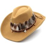 Chapeau Country Plume en feutre avec plumes