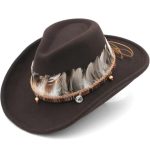 Chapeau country en feutre avec détails en plumes