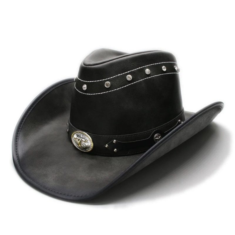 Chapeau en cuir avec apparence masculine