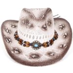 Chapeau cowboy en paille marron