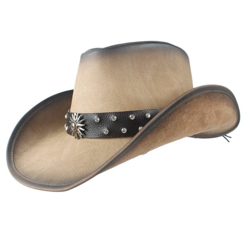 Chapeau De Cowboy Cuir Bi Color Homme