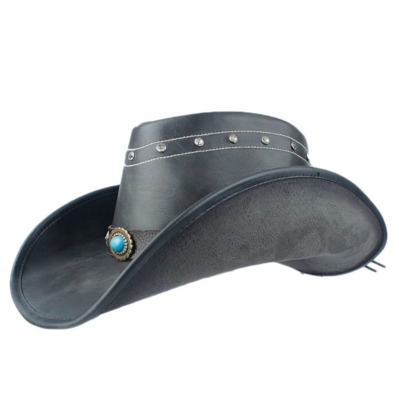 Chapeau De Cowboy Cuir Noir