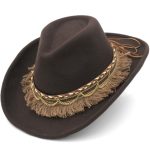 Chapeau de cowboy femme avec lanière amérindienne