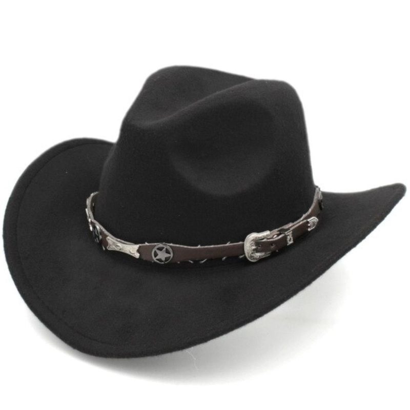 Chapeau De Cowboy Feutre Noir Homme