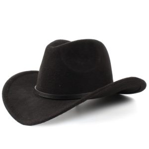 Chapeau de western pour homme en feutre noir