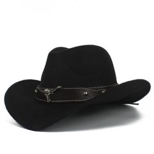 Chapeau Feutre Laine Western Noir