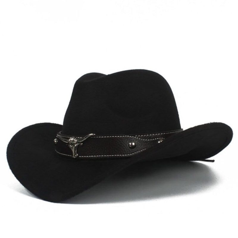 Chapeau Feutre Laine Western Noir