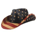 Chapeau Cowboy Western Avec Drapeau Américain en paille