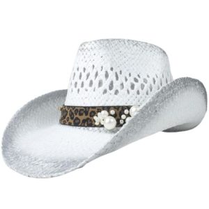 Chapeau Western Blanc Avec Bourdalou