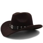 Chapeau Western Gambler noir avec bande en cuir